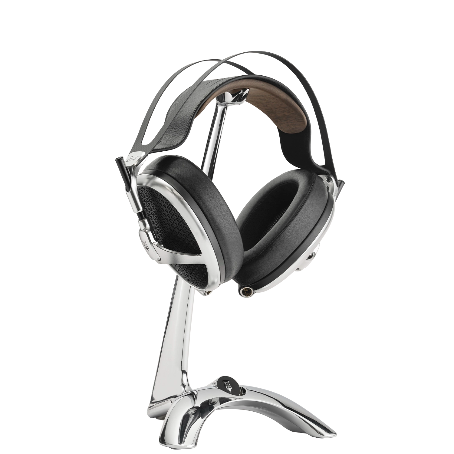 Meze Audio Elite Aluminium best open-back audiophile premium headphones on the Manta Chrome headphone stand