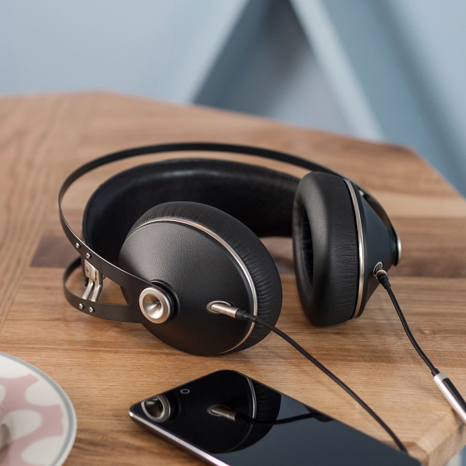 Meze Audio 99 NEO wired best closed-back headphones earcup close-up with metal insertions and vegan leather earpads