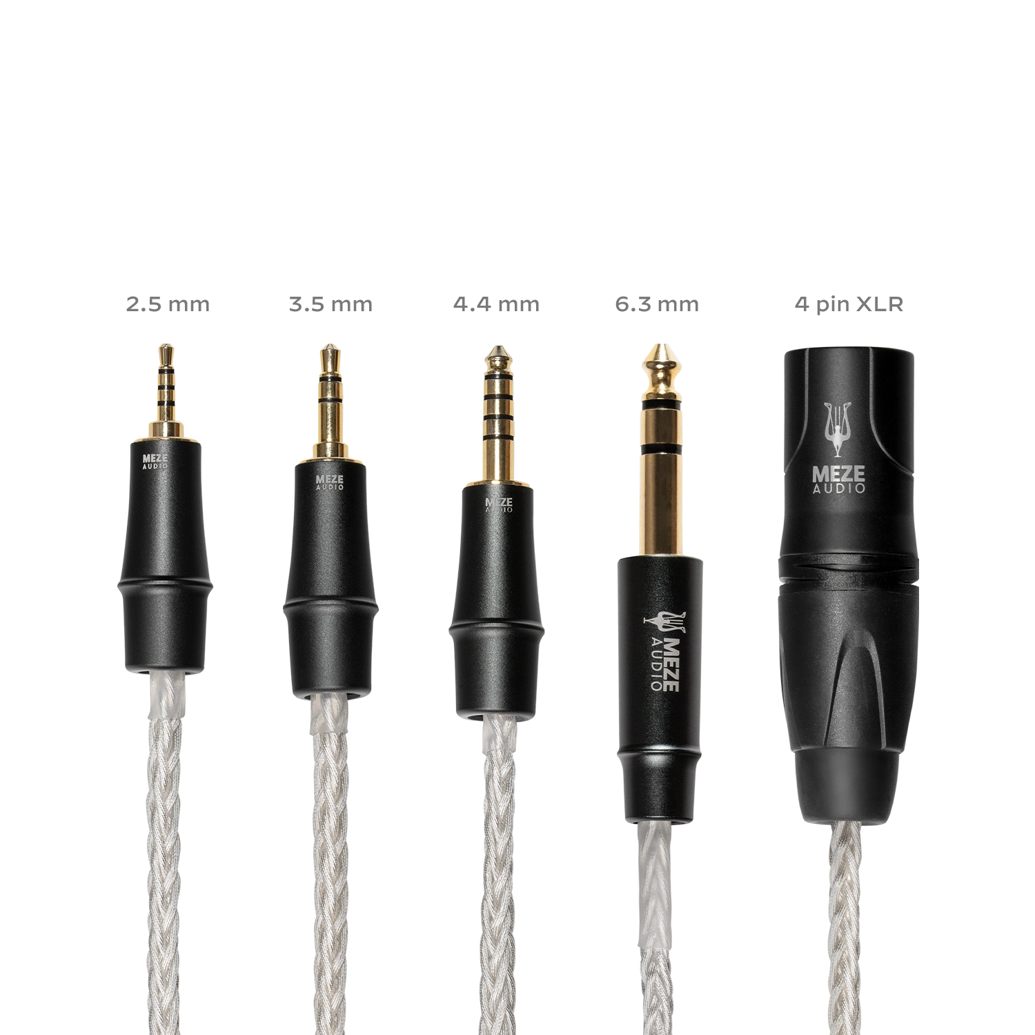 Meze Audio Mono 3.5 mm silver PCUHD premium headphone cable all sizes
