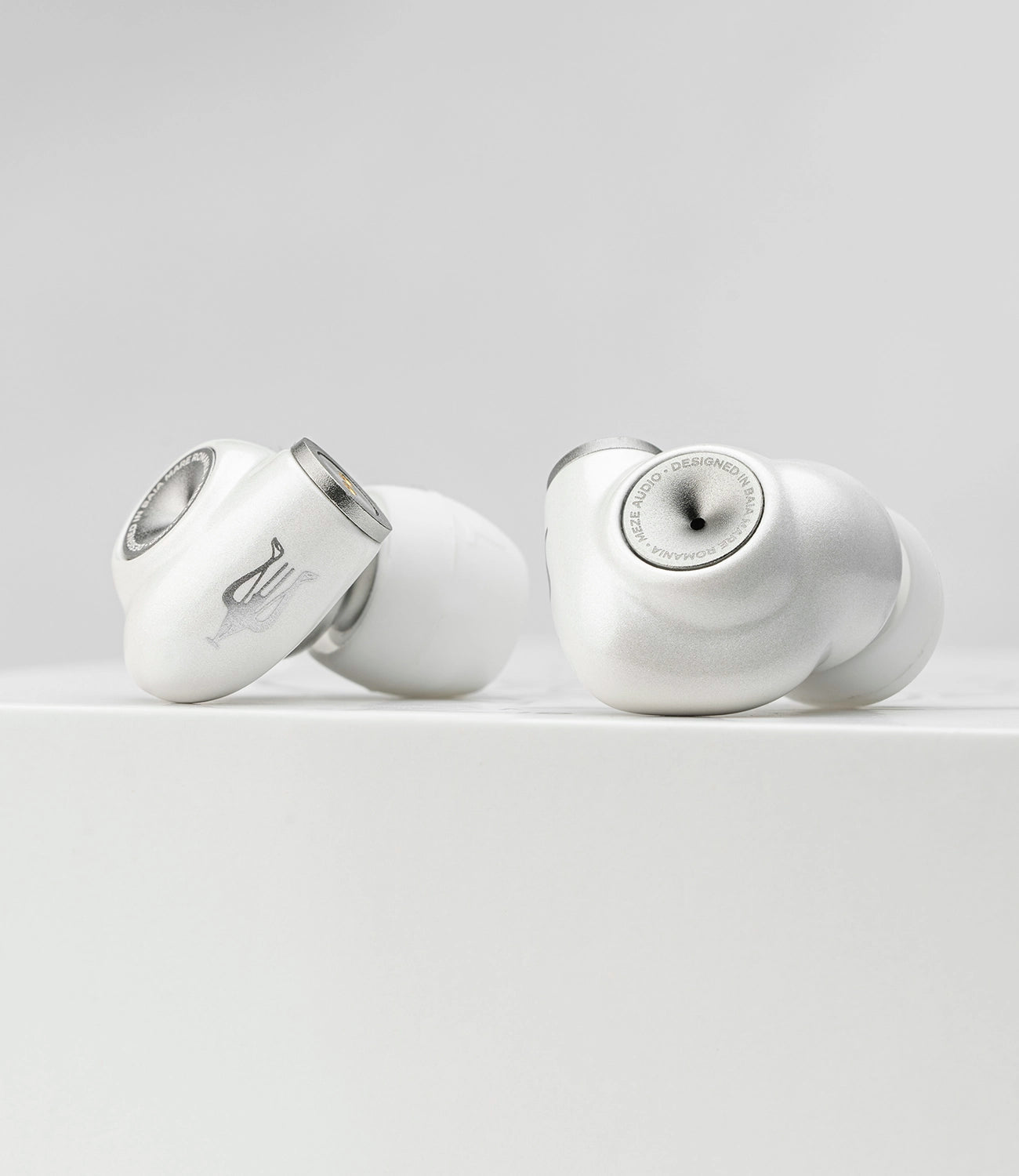 Meze Audio Alba best wired ear phones lateral view with logo and pearlescent paint