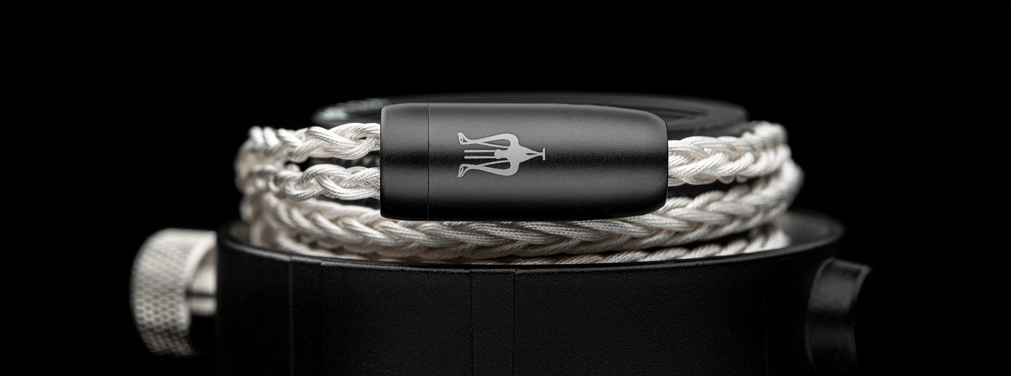 Close-up of Meze Audio Mini XLR PCUHD Silver Premium Cable - Precision-Engineered Audiophile Cable for High-Fidelity Audio Performance