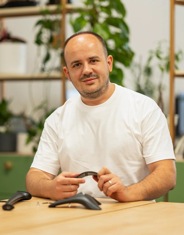 Szabolcs, product designer in charge of development for the Meze Audio headphone stand